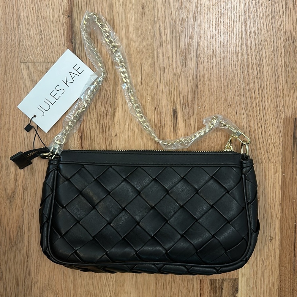 Black woven handbag